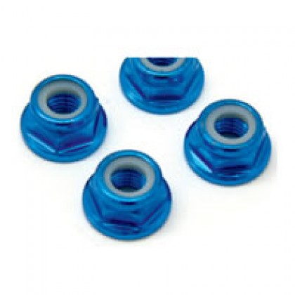 M4 Blue Flanged Locknuts 4pcs