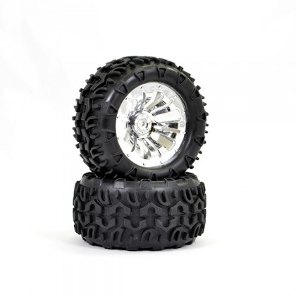 FTX Carnage Mounted Wheel/Tyre Complete Pair - Chrome